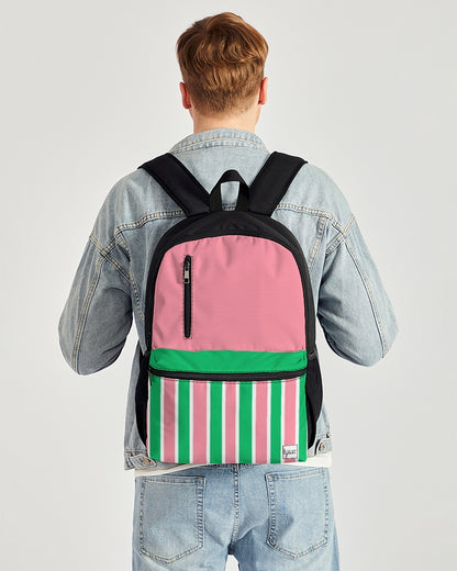 Lex Striped Duo-Zip Front Canvas Backpack