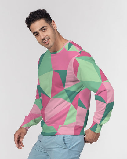 New Geo Collection Men's All-Over Print Classic French Terry Crewneck Pullover