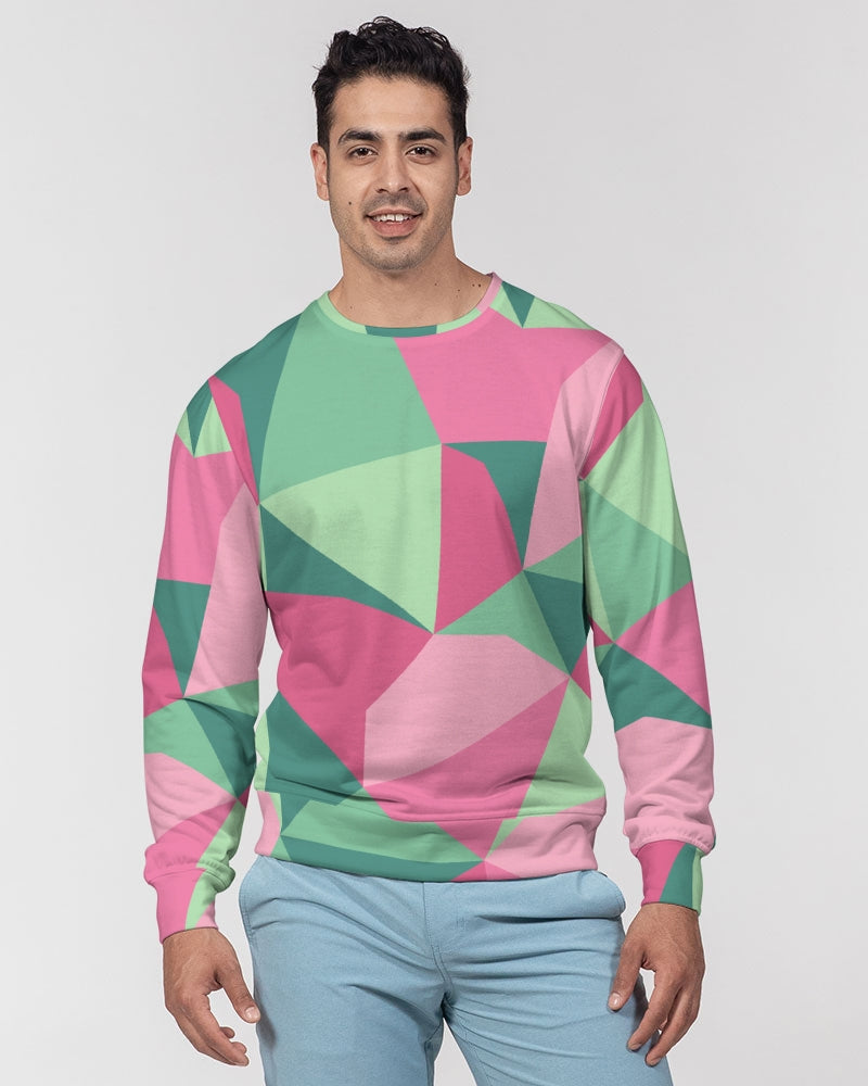 New Geo Collection Men's All-Over Print Classic French Terry Crewneck Pullover