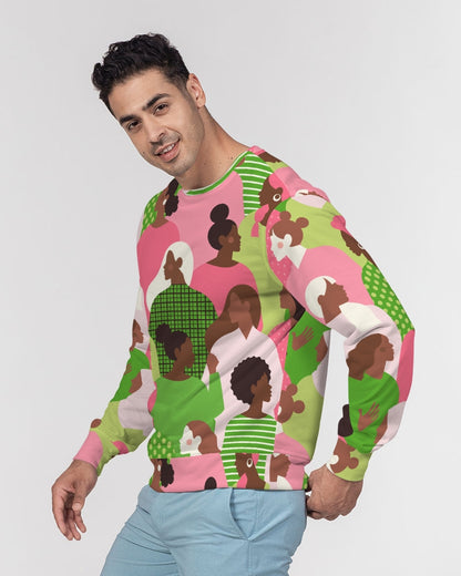 Profiles of Pearlfection 2 Men's All-Over Print Classic French Terry Crewneck Pullover