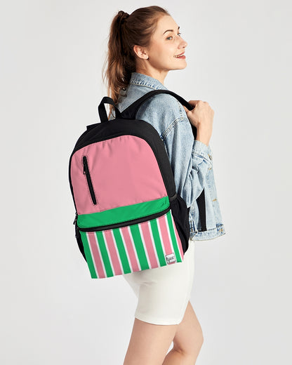 Lex Striped Duo-Zip Front Canvas Backpack