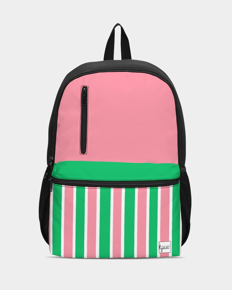 Lex Striped Duo-Zip Front Canvas Backpack