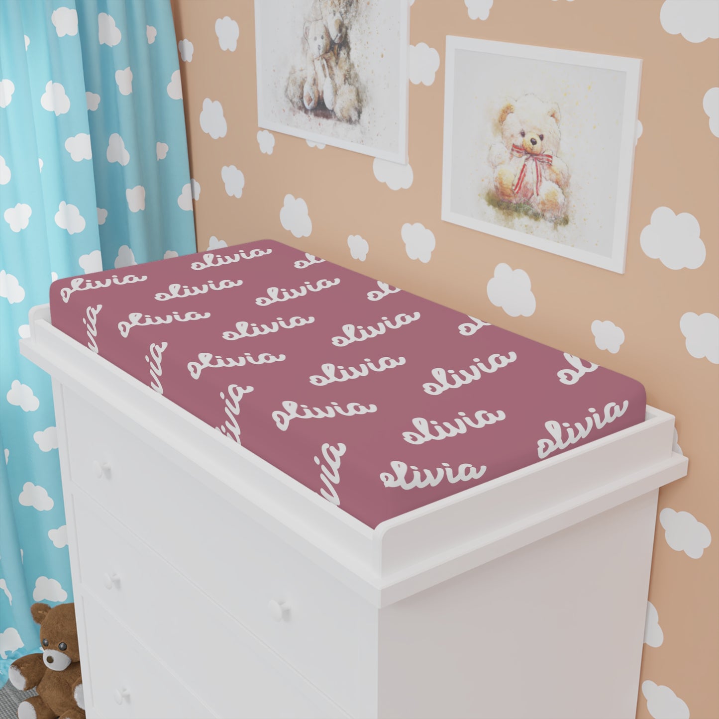 Custom Mauve Baby Changing Pad Cover