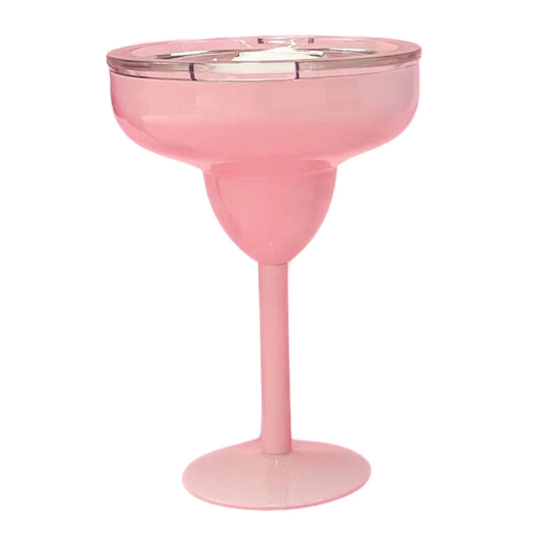 Margarita Glass with Lid - 8oz Stainless Steel: Light Pink