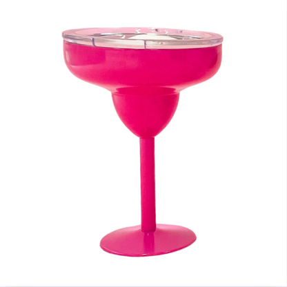 Margarita Glass with Lid - 8oz Stainless Steel: Hot Pink