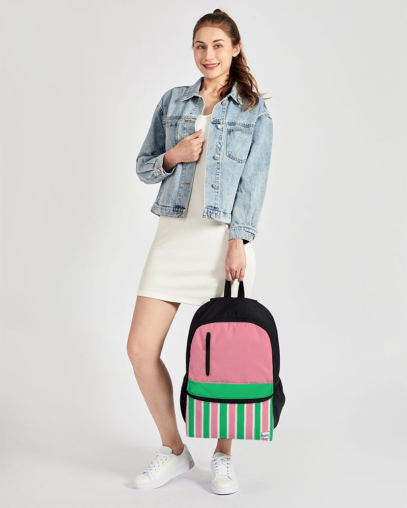 Lex Striped Duo-Zip Front Canvas Backpack