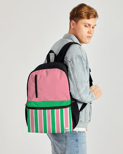 Lex Striped Duo-Zip Front Canvas Backpack