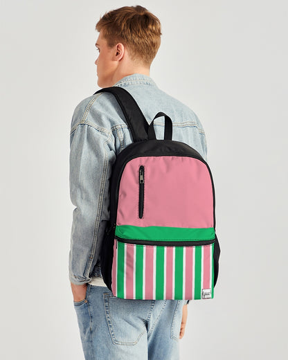 Lex Striped Duo-Zip Front Canvas Backpack