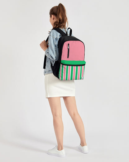 Lex Striped Duo-Zip Front Canvas Backpack